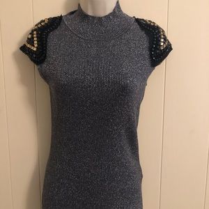 ADRIENNE VITTADINI Black and silver top sequins size small